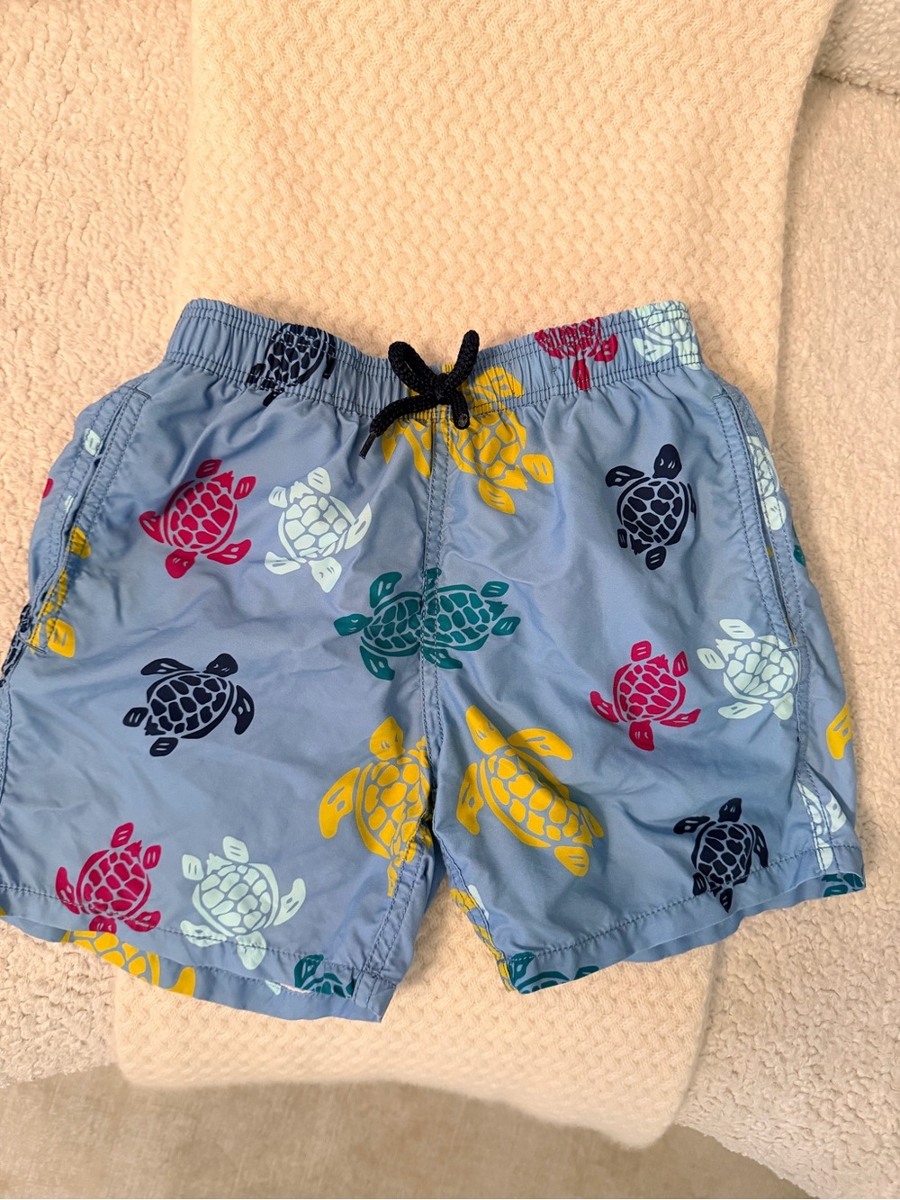 Vilebrequin Light Blue Swim Trunks with Multicolor Turtle Print